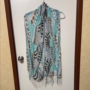 Patterned Teal and Brown Scarf